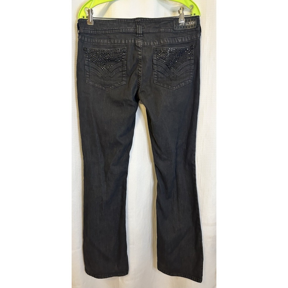 Affliction Jade Boot Cut Jeans Womens 31 Black Dark Wash Denim Studded
